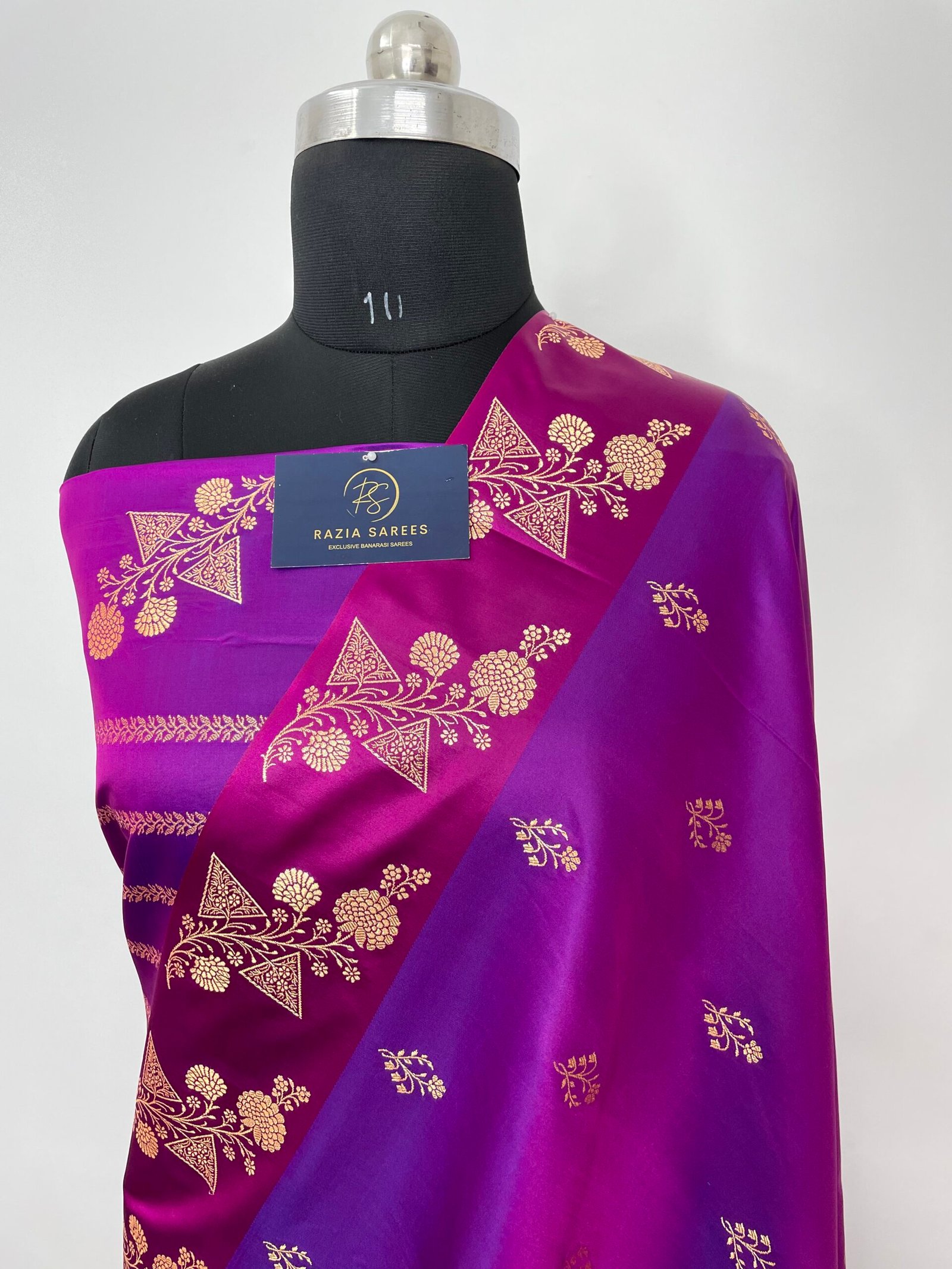 Purple Fancy Satan Patta Buti Satin Katan Silk Saree