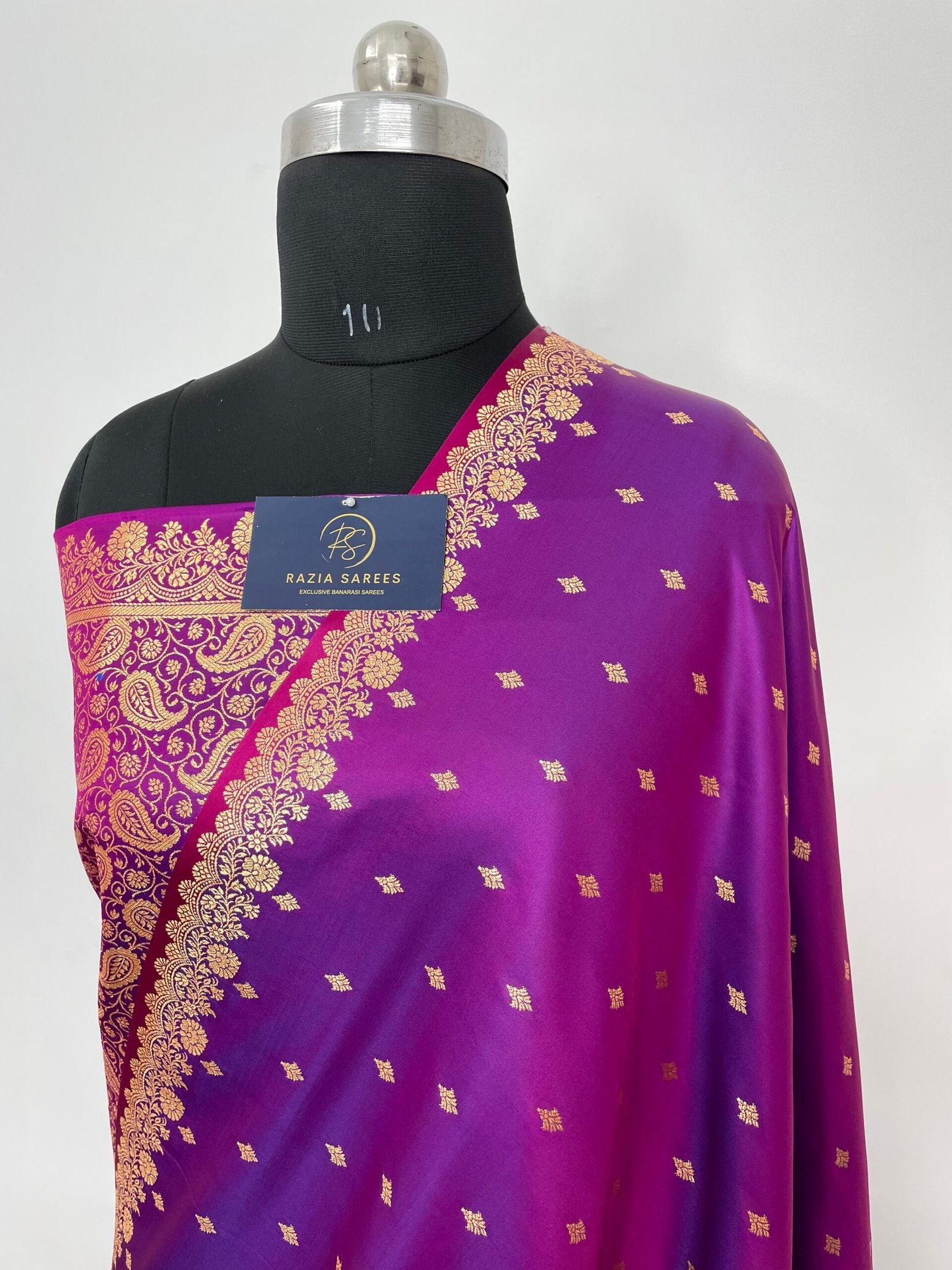 Purple Designer Buti Satin Katan Silk Saree