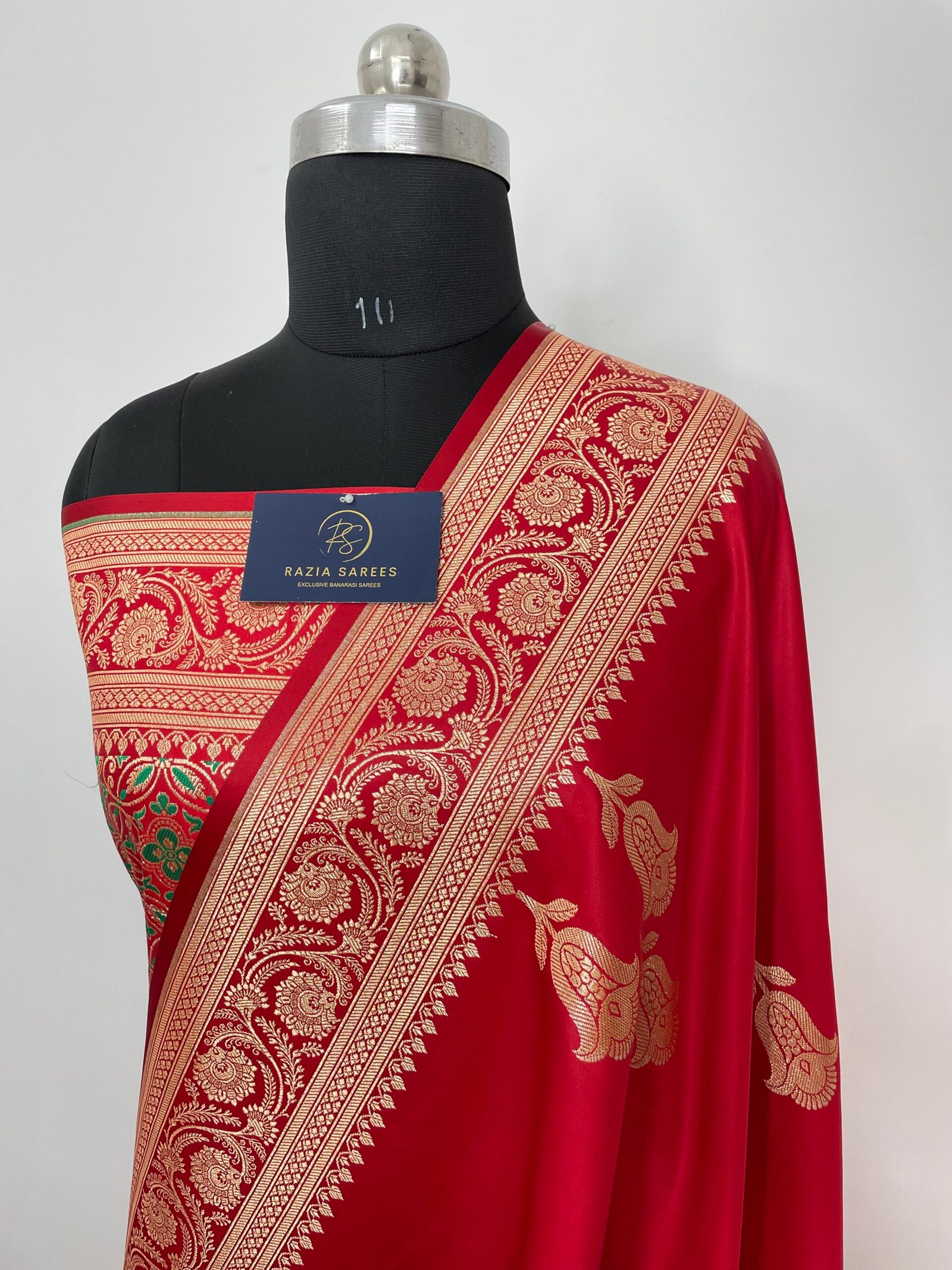 Red Memory Jacart Designer Satin Katan Silk Saree