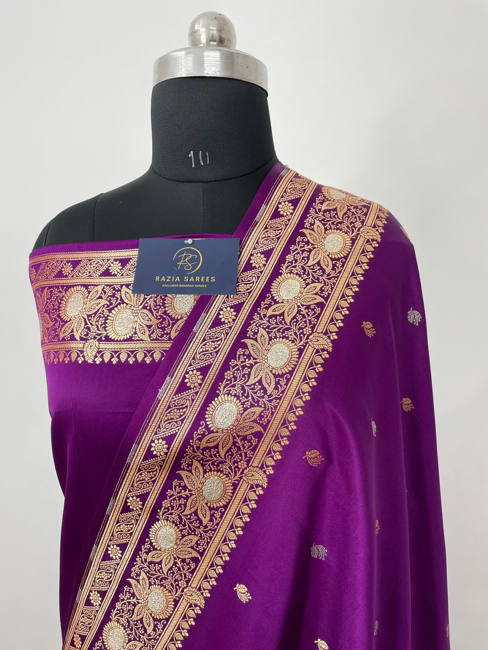 Begani Silver Gold Designer Meenakari Buti Satin Katan Silk