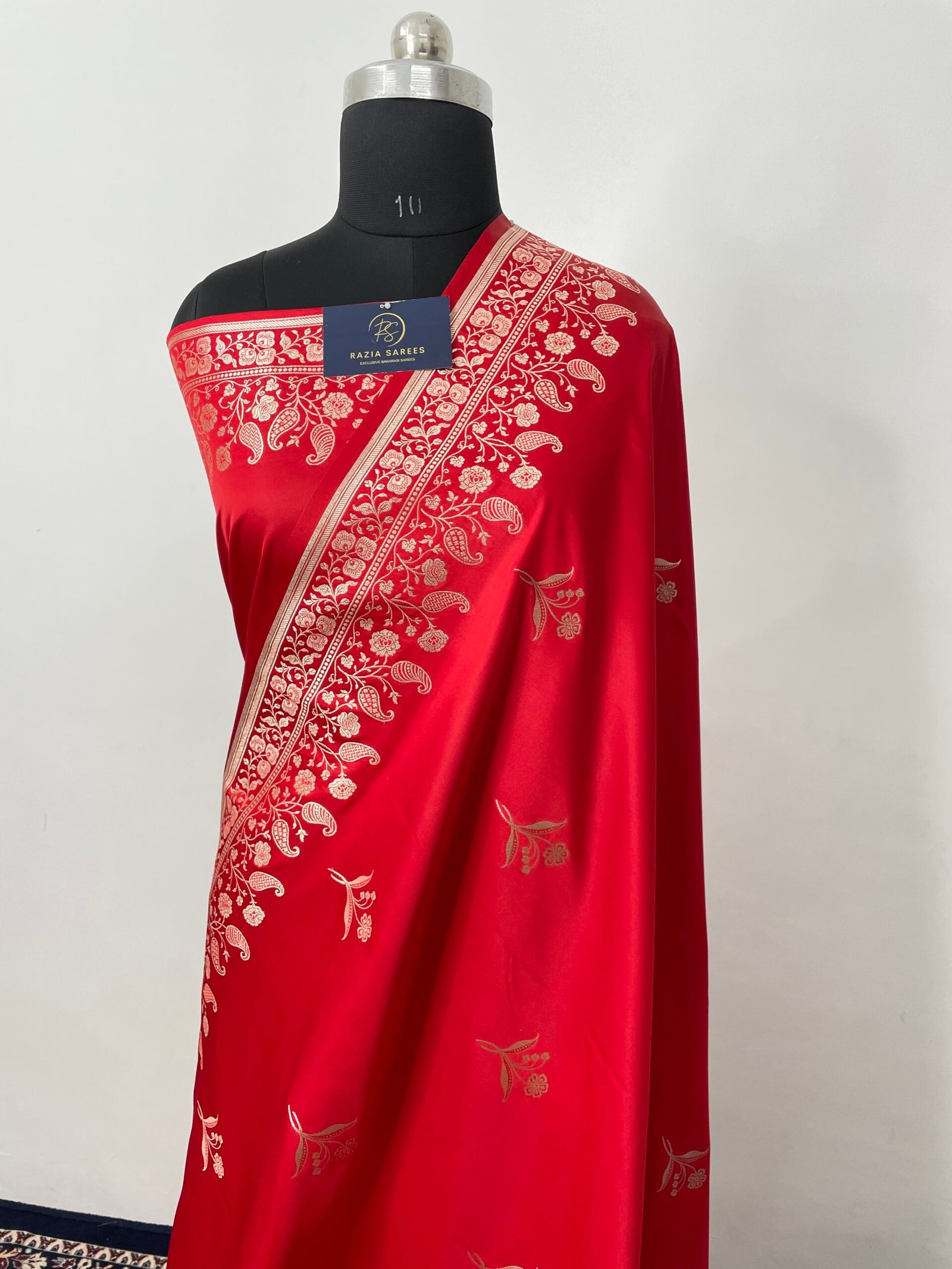 Pure Red Designer Meenakari Buta Mashru Katan Silk - Image 2
