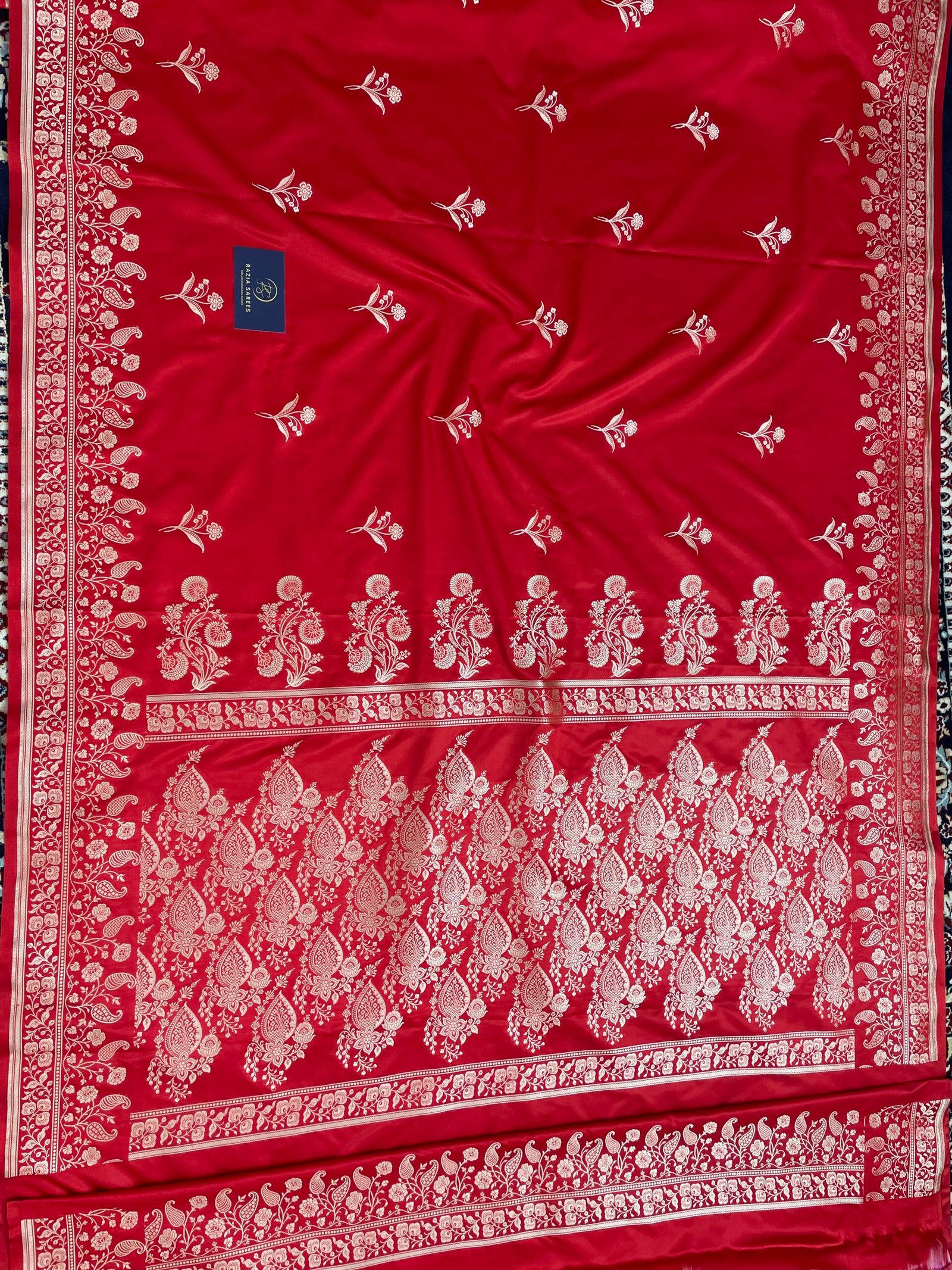 Pure Red Designer Meenakari Buta Mashru Katan Silk - Image 4