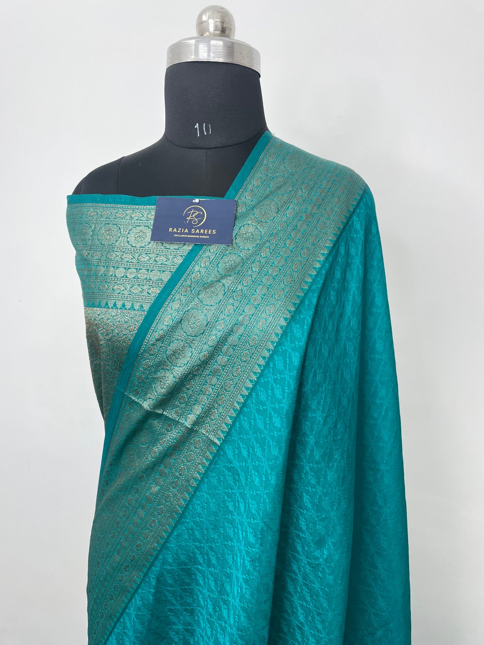Sea Green Semi Khaddi Georgette Silk Saree - Image 2
