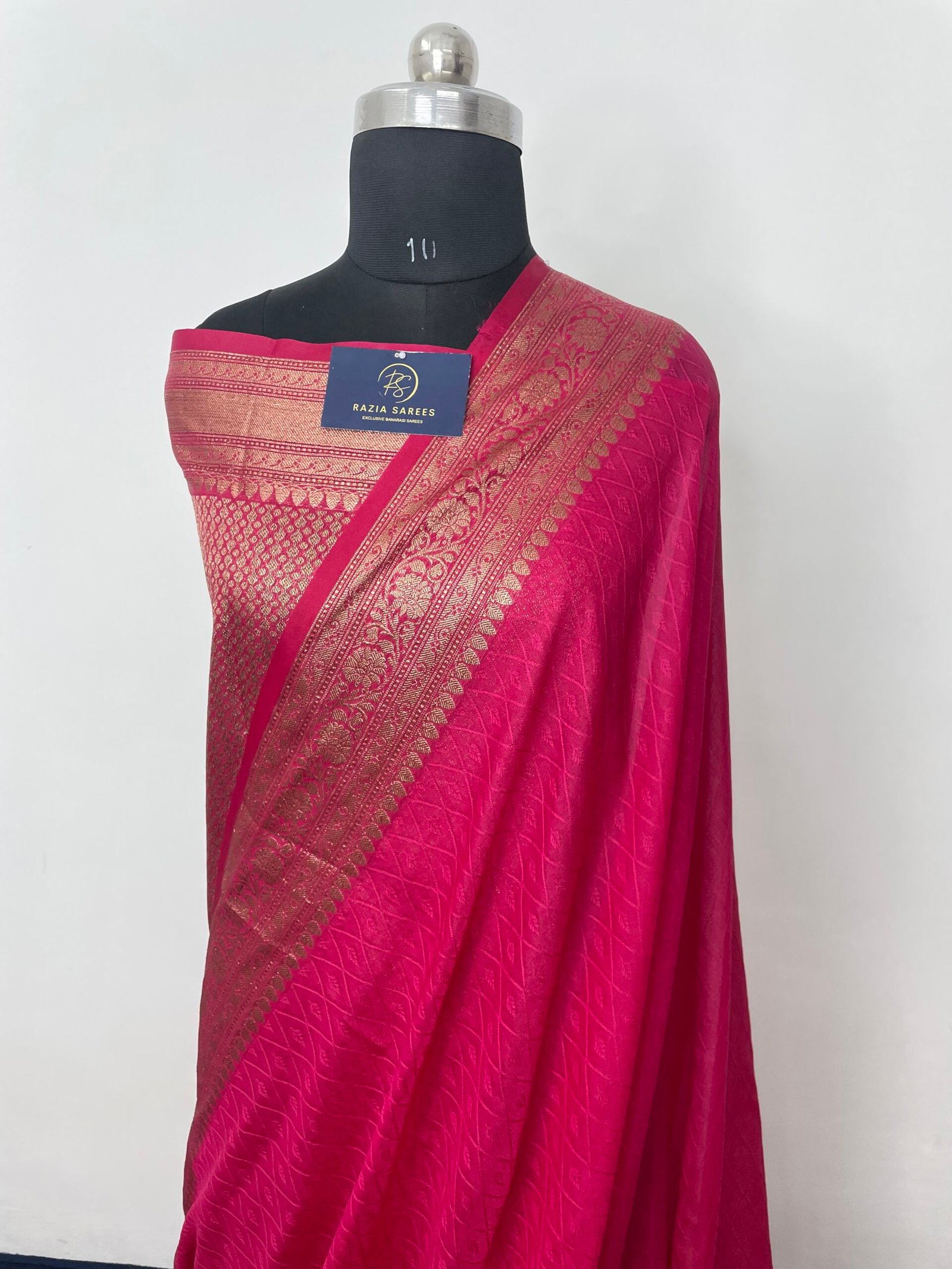 A Strawberry Semi Khaddi Georgette Silk Saree - Image 2