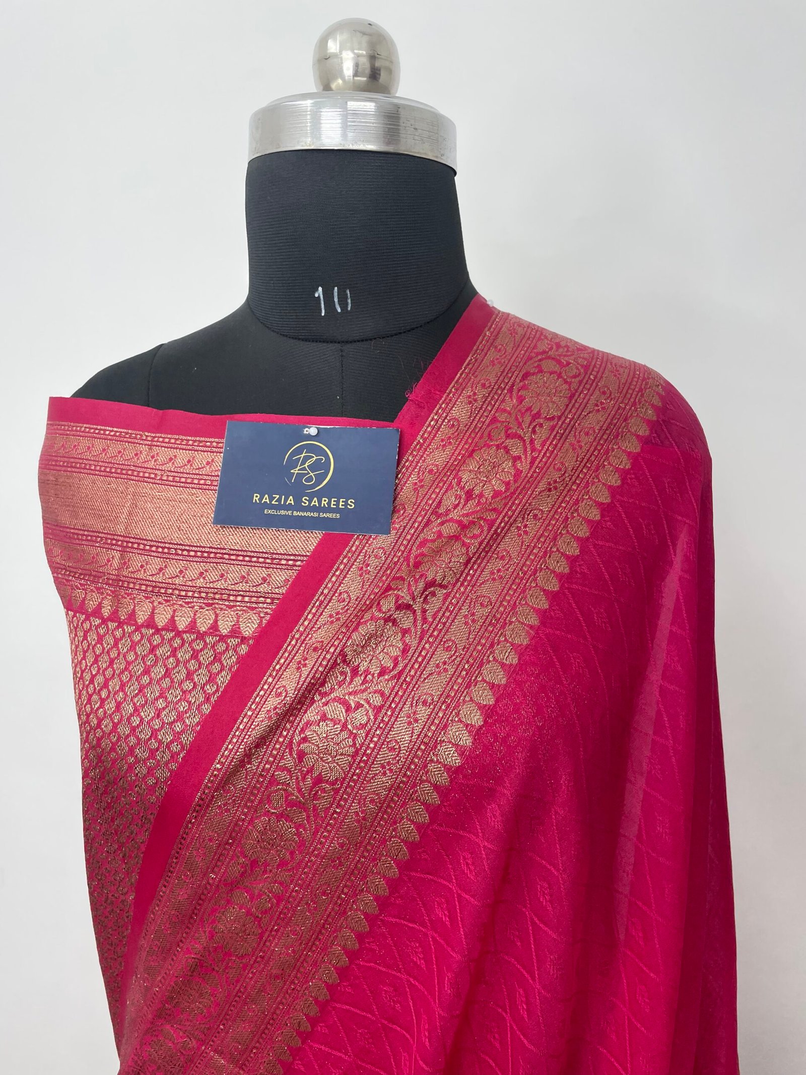 A Strawberry Semi Khaddi Georgette Silk Saree