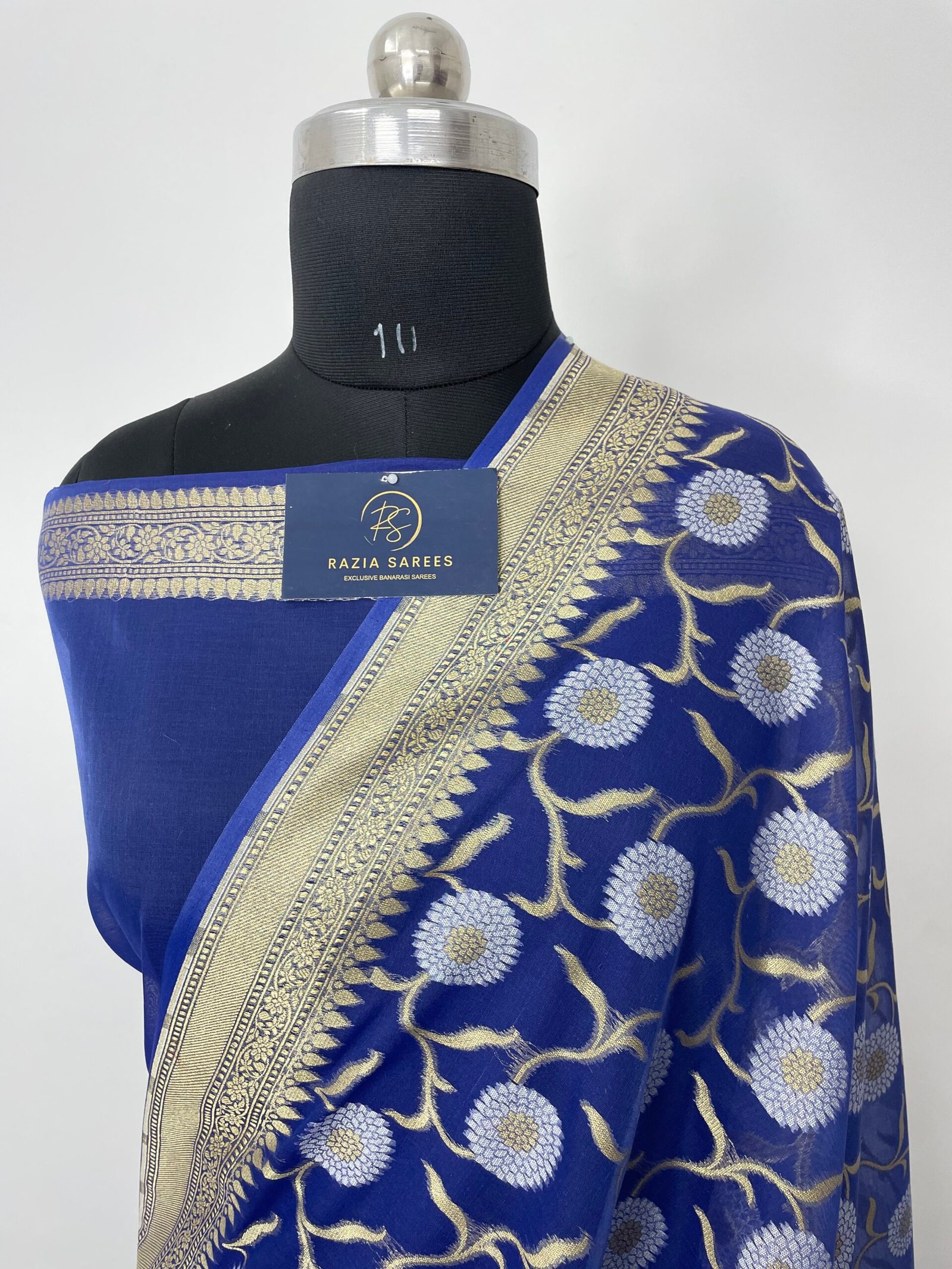 Royal Blue Premium Jamdani Cotton Silk Saree
