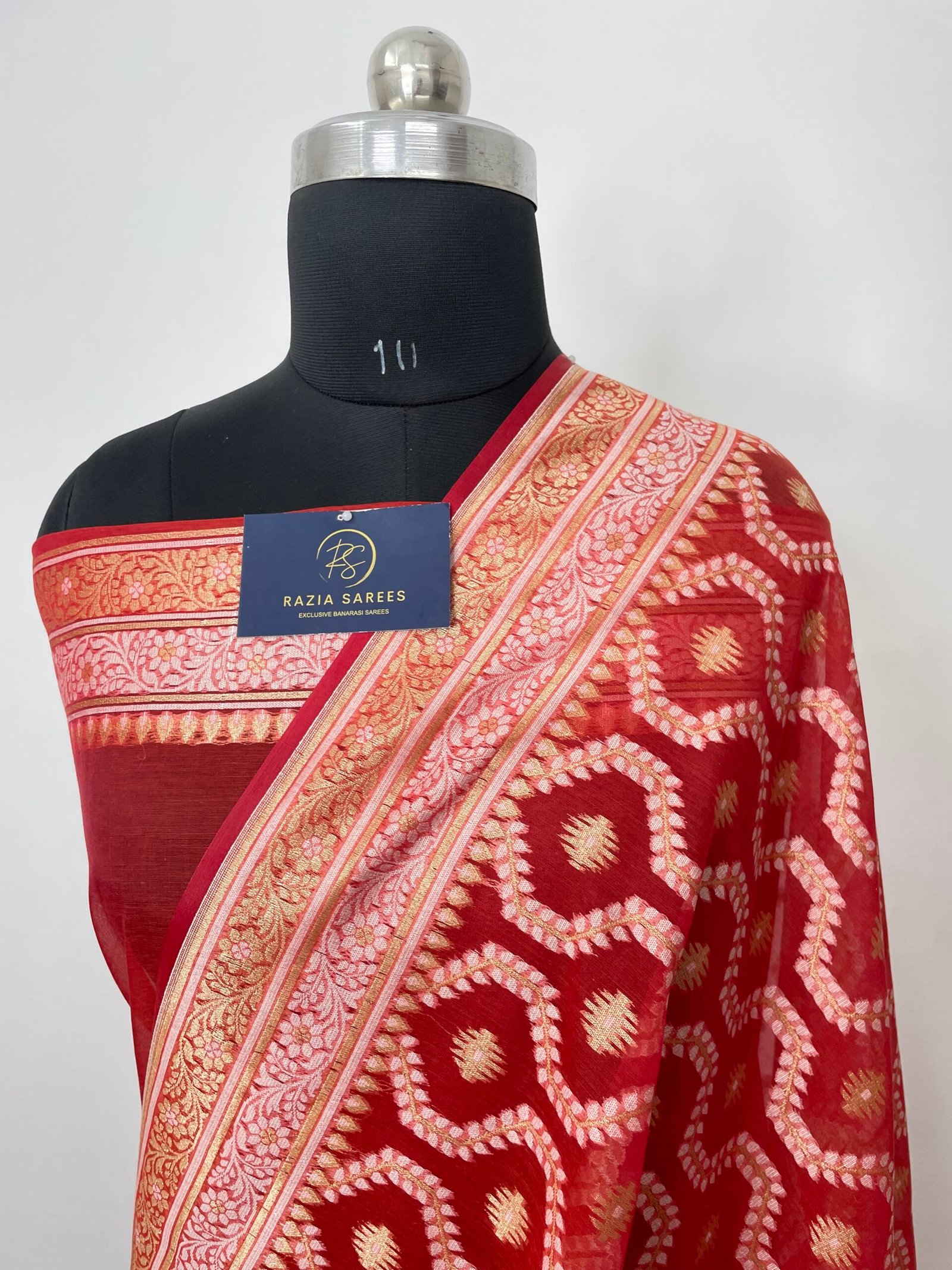 Dual Tone Rust Premium Jamdani Cotton Silk Saree