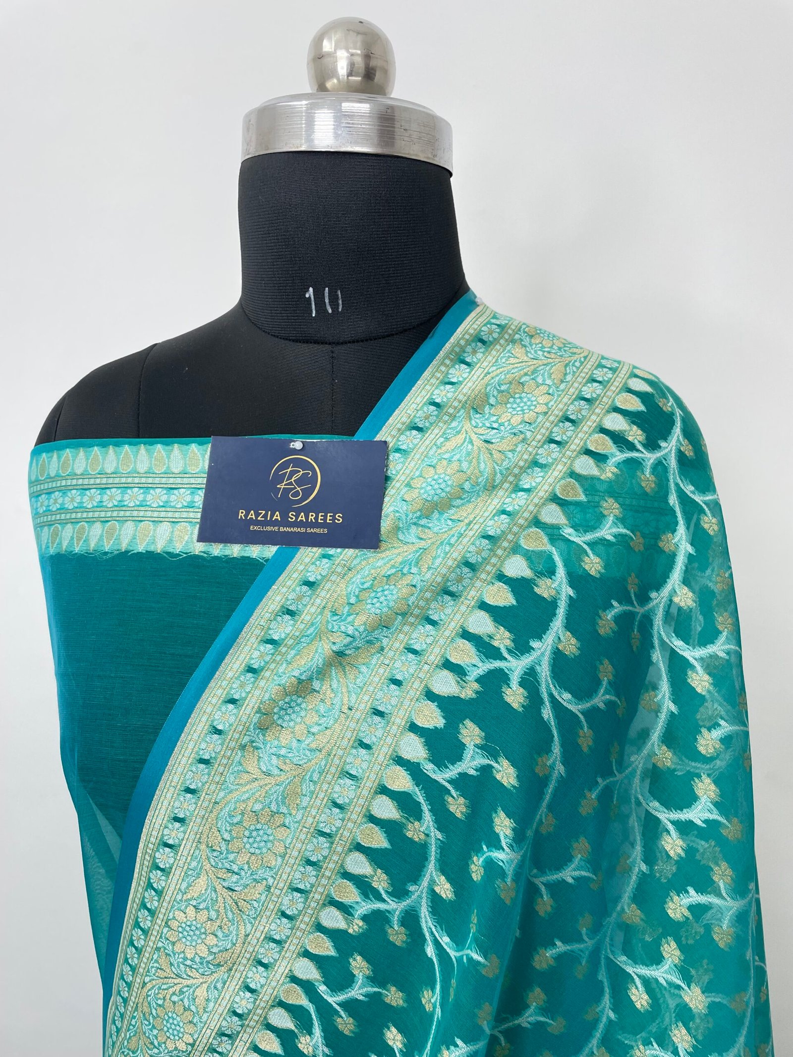 Sea Green Premium Jamdani Cotton Silk Saree