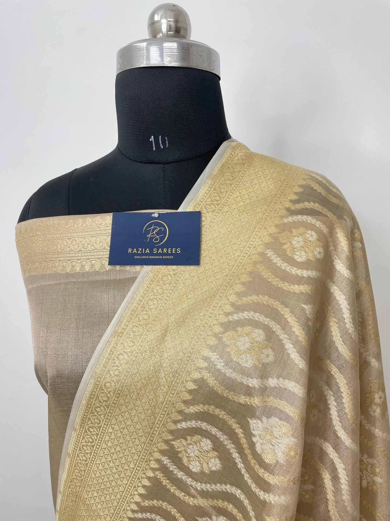 Golden Premium Jamdani Tissue Silk Saree
