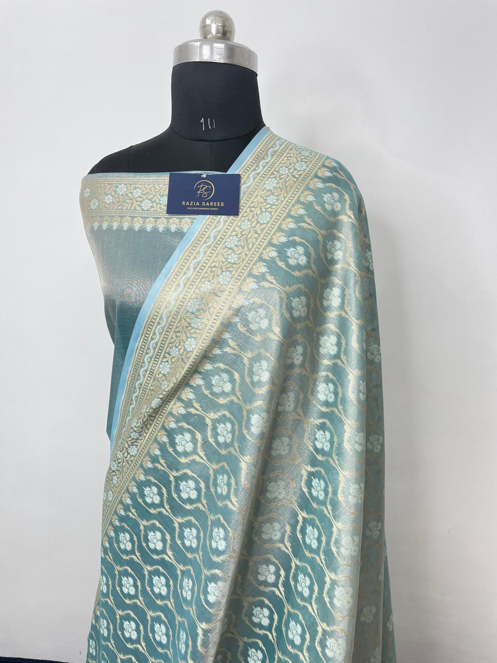 Ivory Firozy Premium Jamdani Tissue Silk Saree - Image 2