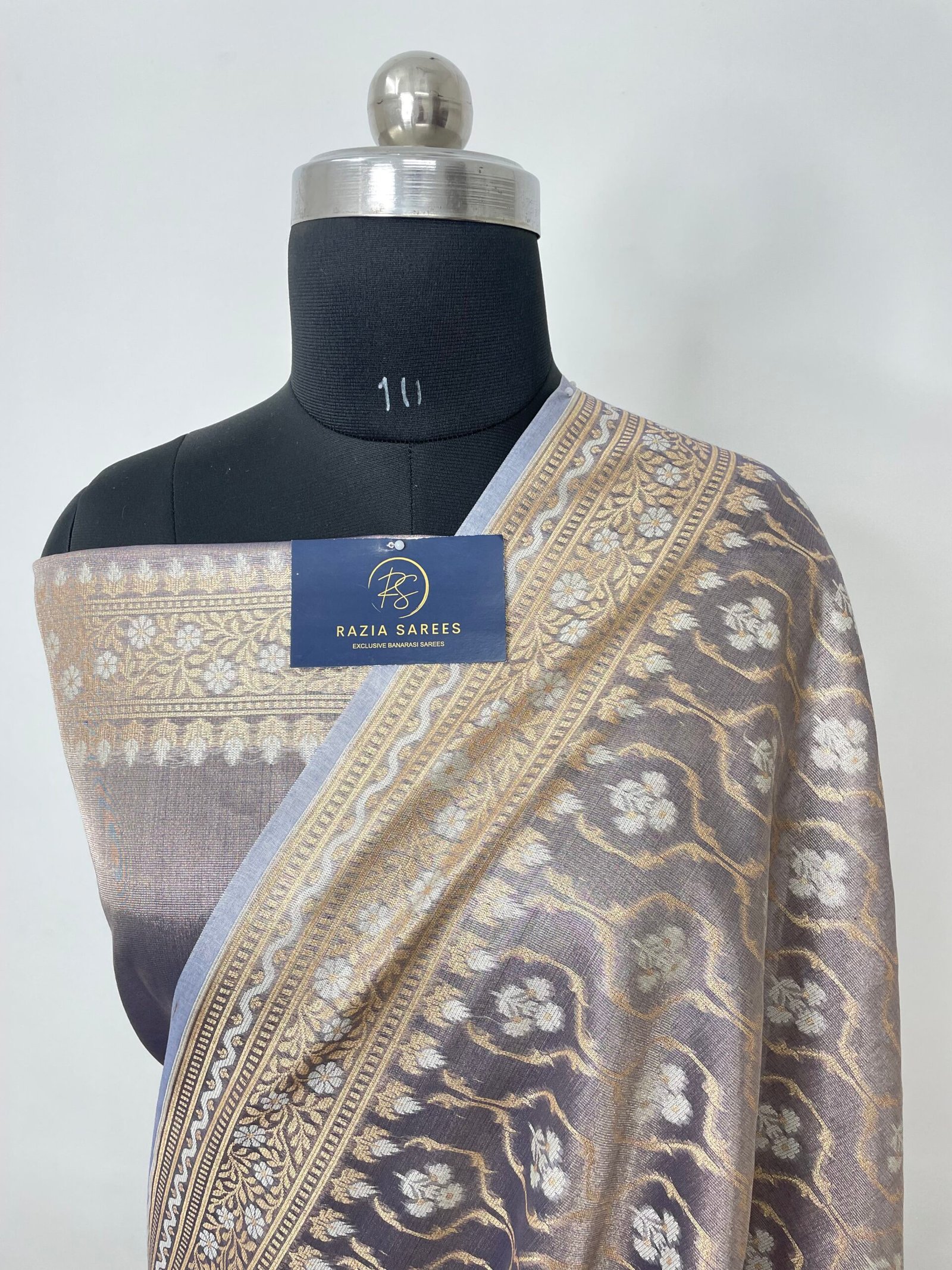Dual Tone Navy Blue Premium Jamdani Tissue Silk Saree