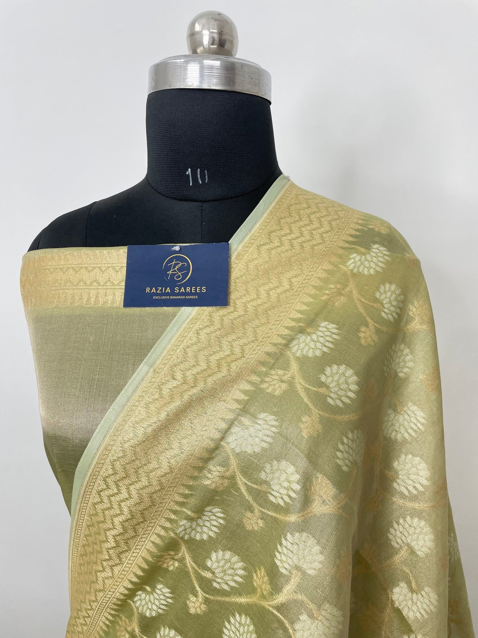 Dual Tone Pista Green Premium Jamdani Tissue Silk Saree