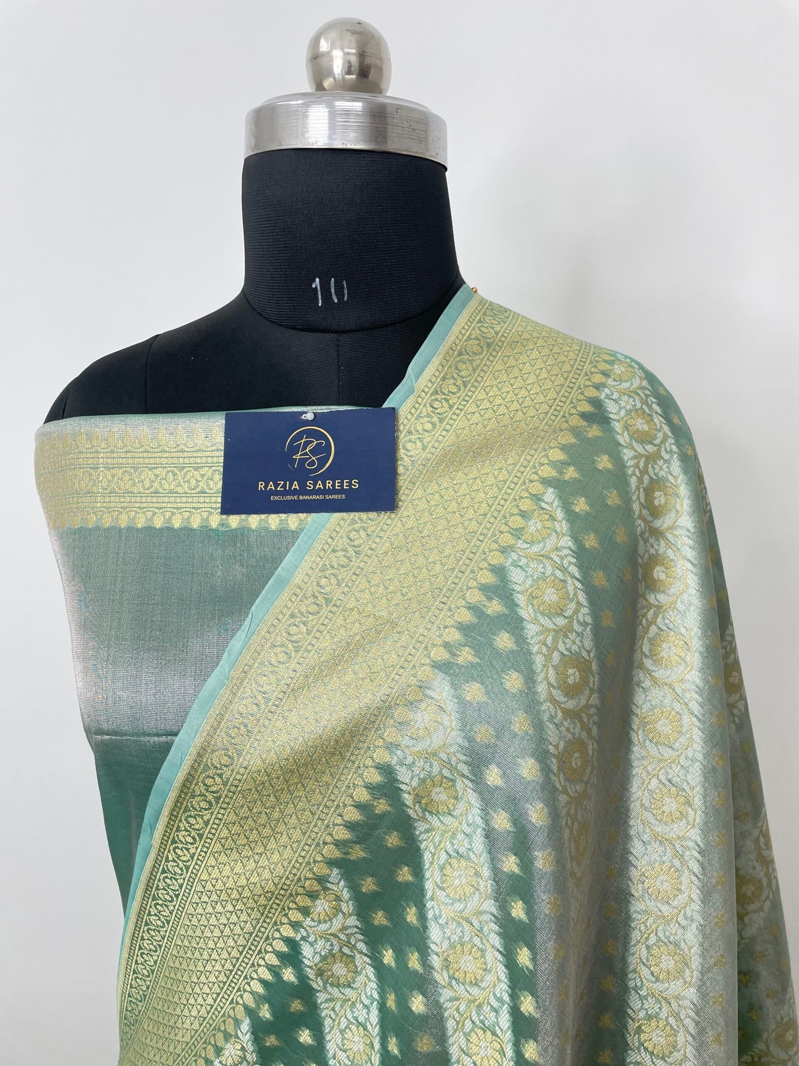 Dual Tone Sky Blue Premium Jamdani Tissue Silk Saree