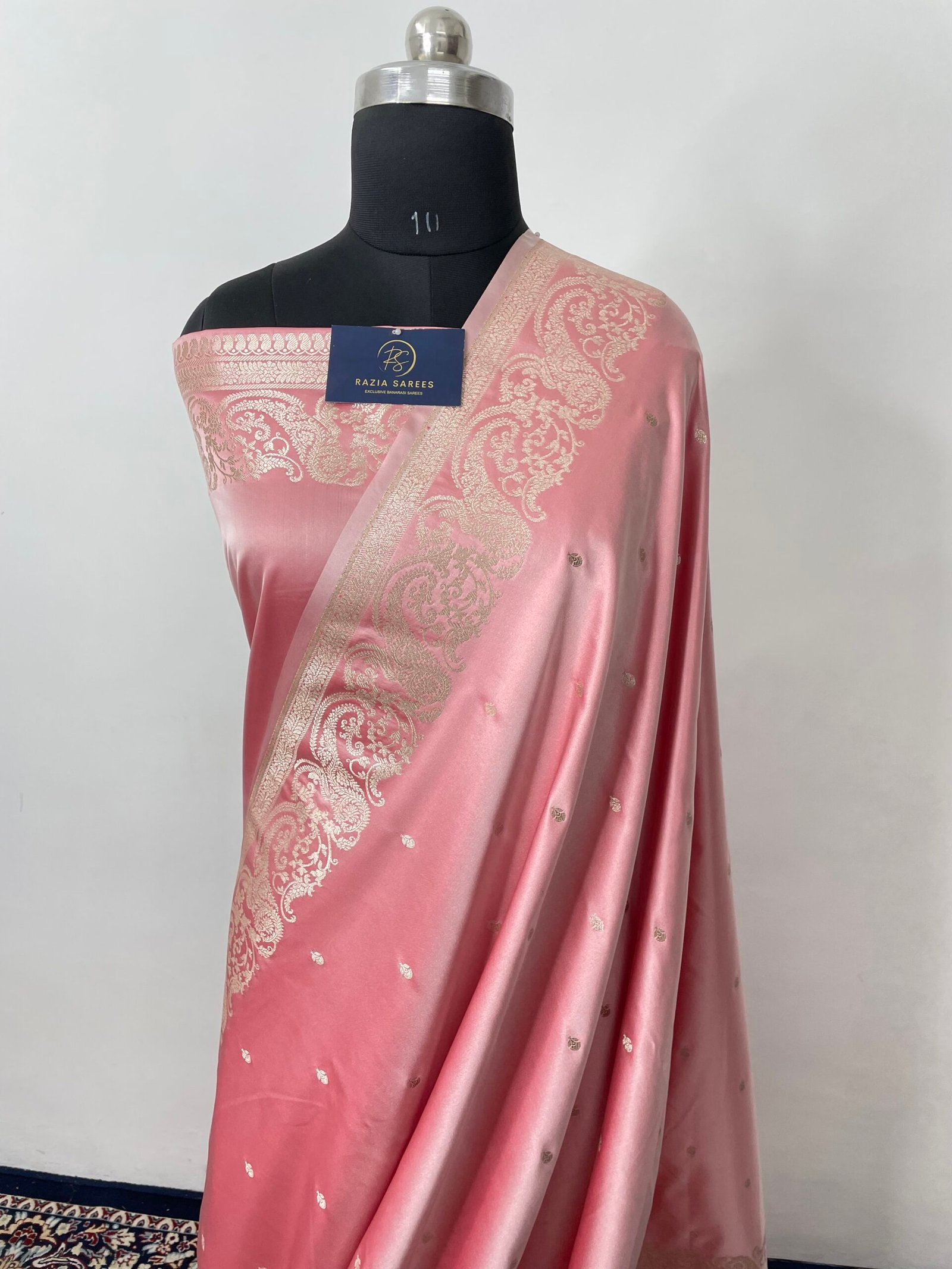 Baby Peach Mashru Katan Silk Saree - Image 2