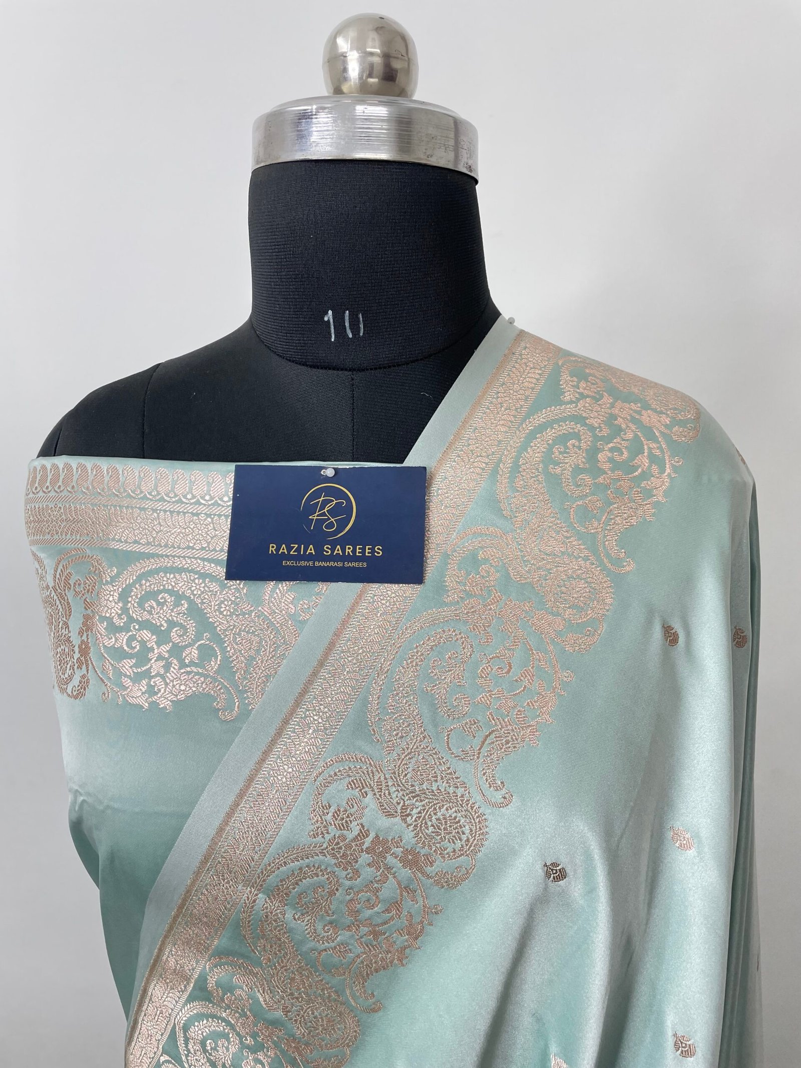 Baby Blue Mashru Katan Silk Saree
