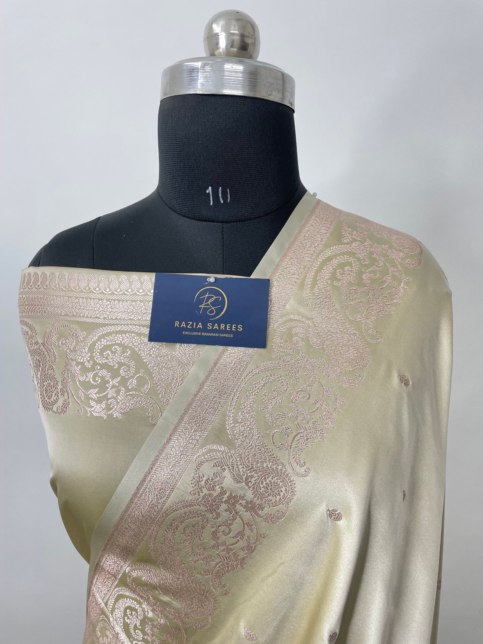 Baby Ivory Tussar Mashru Katan Silk Saree