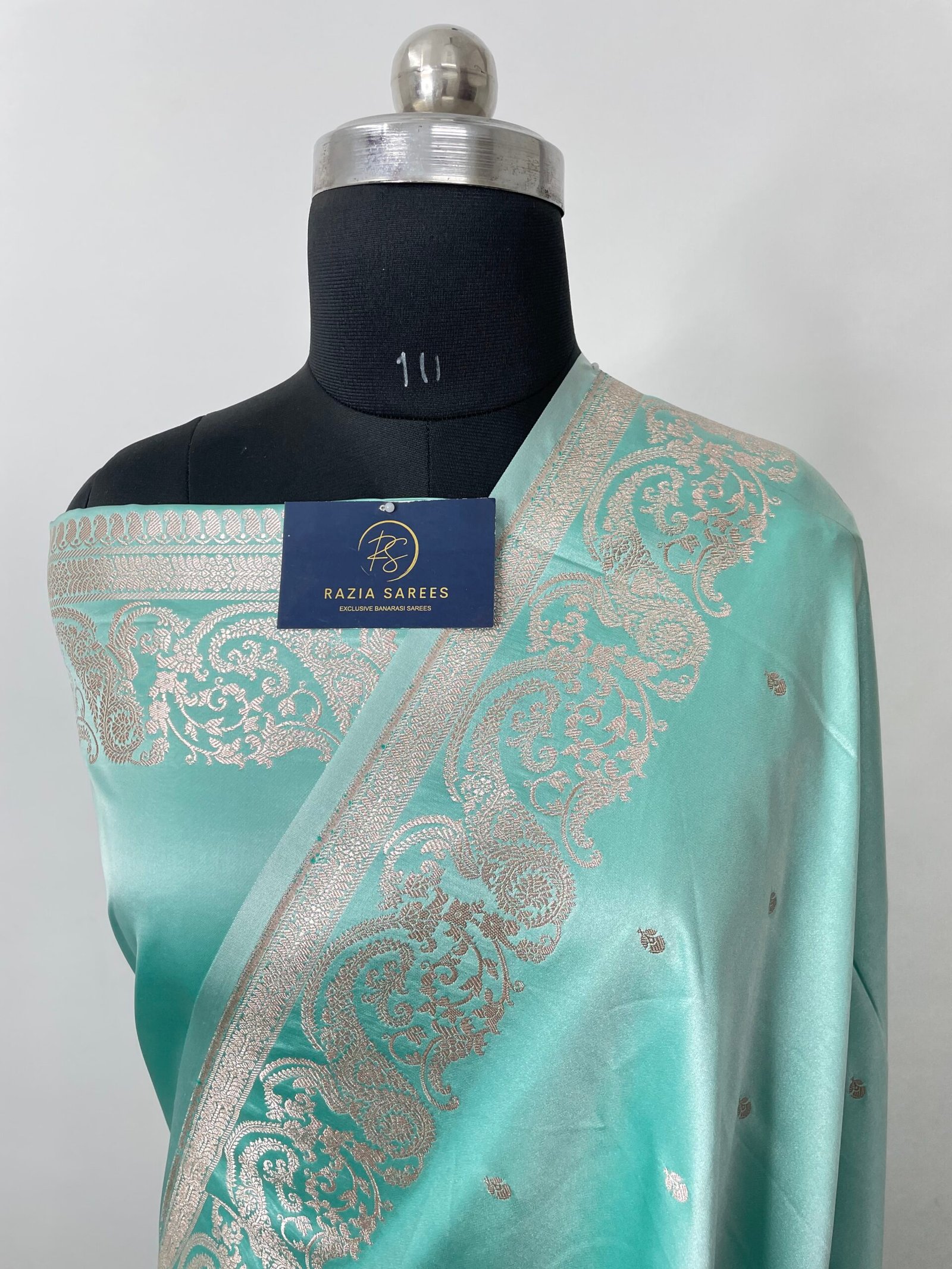 Baby Sea Green Mashru Katan Silk Saree