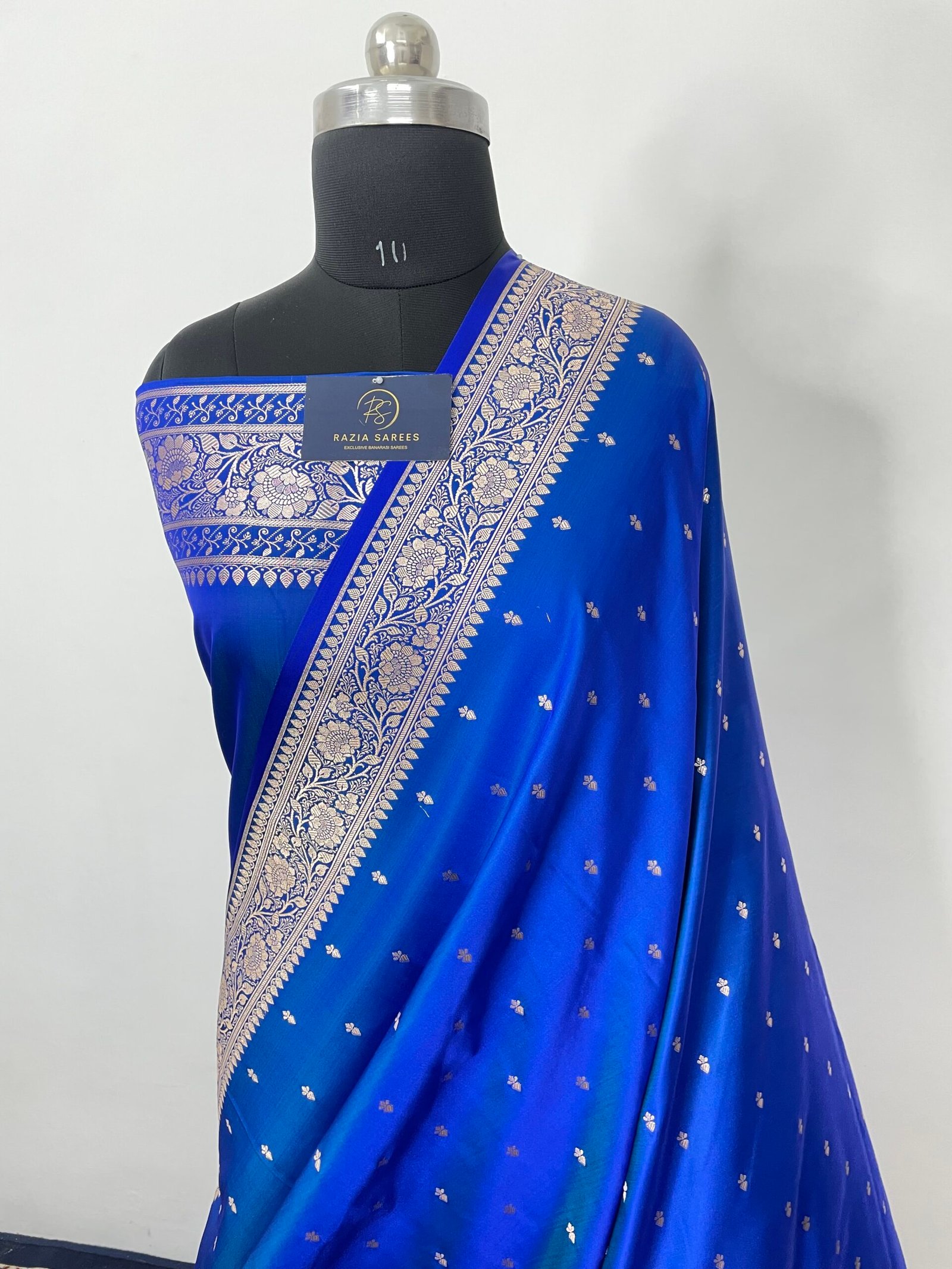 Royal Blue Mashru Katan Silk Saree - Image 2